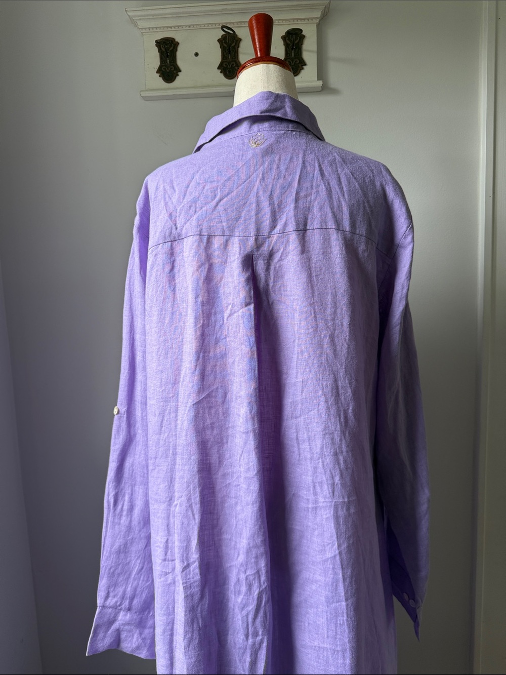 Perry Walker the Sydney Lavender Button-Front Maxi Shirt Dress - 100% Linen - Picture 7 of 11